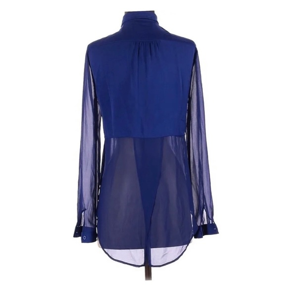 Free People royal blue sheer tunic/blouse - Picture 4 of 11